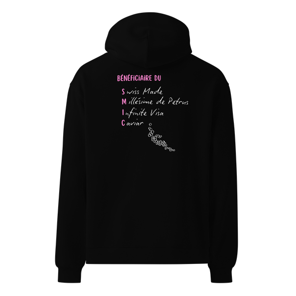 Sweatshirt Bénéficiaire du SMIC noir dos – style entrepreneur – Emoney Vibe

