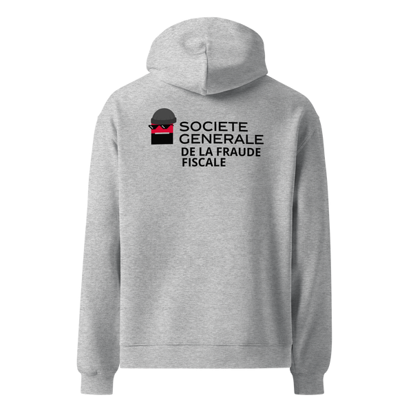 Sweatshirt Société Générale de la Fraude Fiscale gris dos – streetwear entrepreneurs – Emoney Vibe
