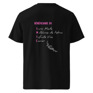 T-shirt Bénéficiaire du SMIC noir dos – ironie et réussite – Emoney Vibe
